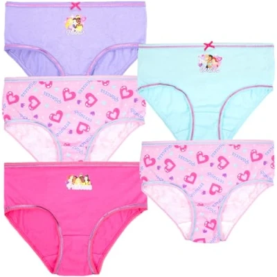 Image of Disney Princesses Girls Knickers Soft 100% Cotton Briefs for Pants Underwear Pack of 5 with Different Designs Pink Aged 3/4