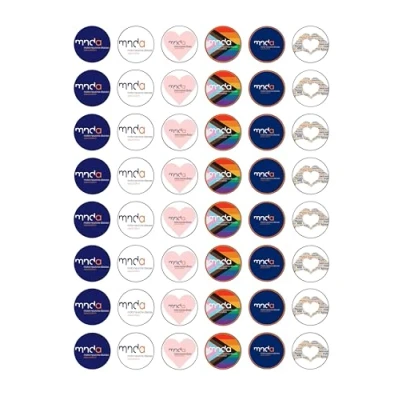 Image of 48 MND Charity Awareness Themed Edible Wafer Paper Cake Toppers Decorations 2.5cm circles