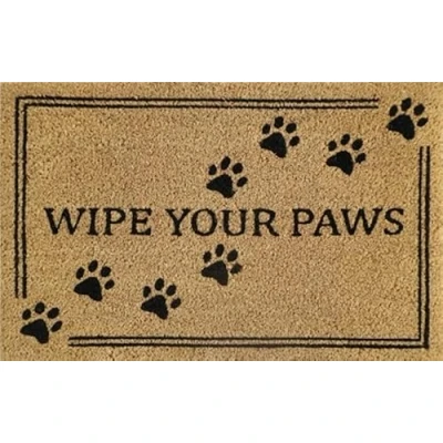 Image of Natural Coir 60cm x 40cm heavy duty doormats with rubber base humorous message (wipe your paws)