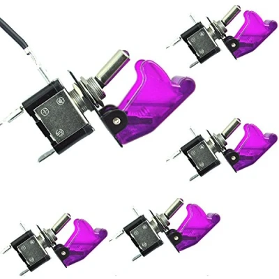 Image of Mintice™ 5 X 12V 20A Purple Cover LED Light Rocker Toggle Switch SPST ON/OFF Car Boat Vehicle