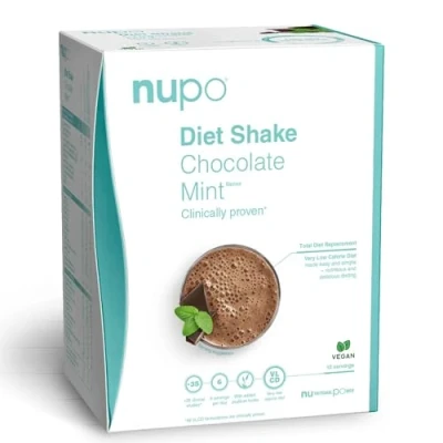 Image of NUPO diet shake Chocolate Mint Vegan premium shakes for weight management I Clinically proved meal replacement control 10 Servings Very Low Calorie Diet, GMO Free