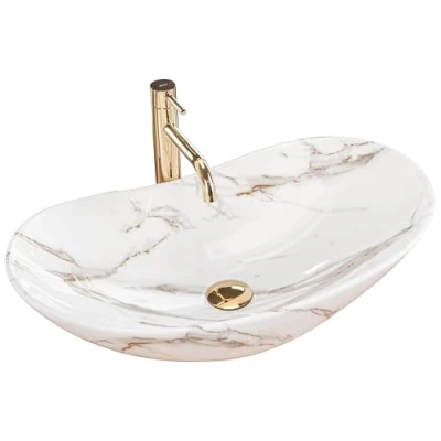 Image of REA Bathroom Sink Made of Ceramic Royal Lava Stone imitation U8597, Ivory