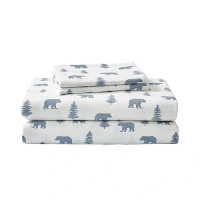 Image of Eddie Bauer Twin Sheet Set, Warm Breathable Cotton Flannel Bedding with Deep Pockets, Brushed for Extra Softness, Cozy Home Decor, Oeko Tex Certified (Bear &amp; Trees, Twin)