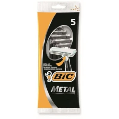 Image of Disposable Metal Razors by BIC Single Blade Stainless Steel Shaver for Men * Safe Shaving 1 Pack of 5 Count. Perfect Traveling, Gym, or Quick Use TSA Approved Throwaway
