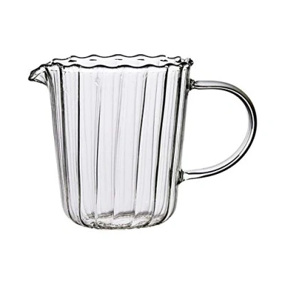 Image of Swirl Clear Wine Glasses,URMAGIC 300/550ml Creative Embossed Stripe Crystal Glass Creamer,Coffee Milk Creamer Pitcher/Serving Pitcher/Sauce Pitcher/Milk Jug