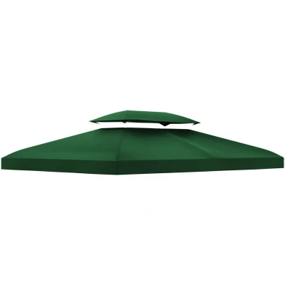 Image of Outsunny 3x4m Gazebo Replacement Roof Canopy 2 Tier Top UV Cover Green 84C 102GN