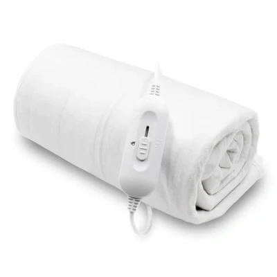 Image of Purus Electric Blanket King Size 155 x 140cm, Soft Polyester Fitted Underblanket Mattress Cover, 3x Heat Settings, 1x Controller and Machine Washable Heated