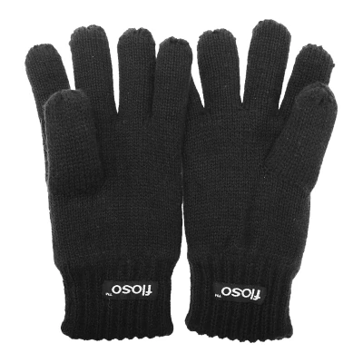 Image of FLOSO Childrens Unisex Knitted Thermal Thinsulate Gloves (3M 40g) (Black) Size 12 13Y