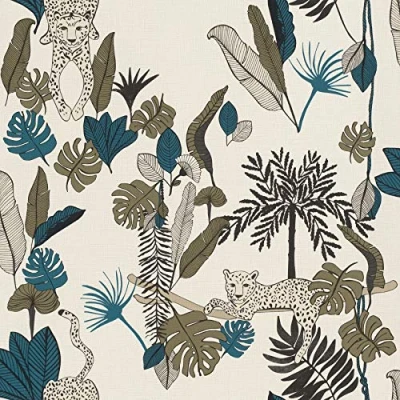 Image of Rasch Club Botanique 540345 Non Woven Wallpaper Leopard Green