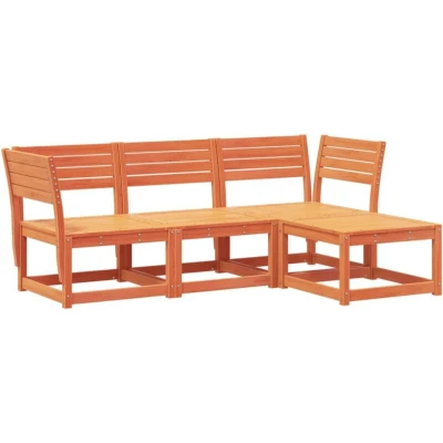 Image of vidaXL 4 Piece Garden Lounge Set Wax Brown Solid Wood Pine