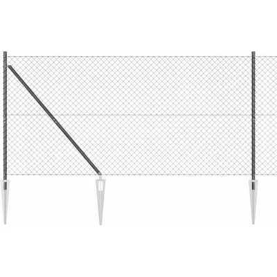 Image of vidaXL Chain Link Fence with 7 Spike Posts 1.4x10 m Galvanised Steel