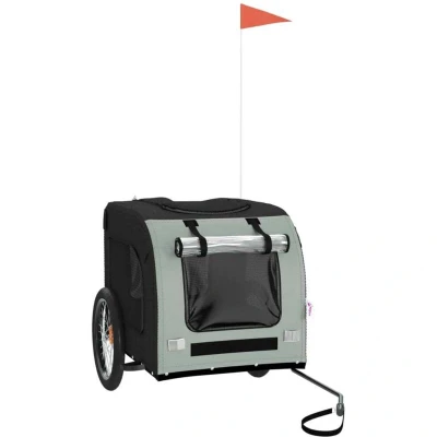 Image of vidaXL Pet Bike Trailer Grey and Black Oxford Fabric&amp;Iron