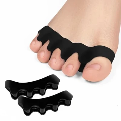 Image of Promifun Toe Separators, 8 Pack Bunion Corrector for Women/Men, Spacers, Foot Alignment Dividers to Correct Bunions, Hammertoes, Relief Restore Feet Black