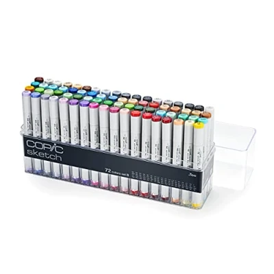 Image of COPIC Sketch Coloured Marker Pen Set Of 72 B, For Art &amp; Crafts, Colouring, Graphics, Highlighter, Design, Anime, Professional Beginners, Supplies Colouring Books