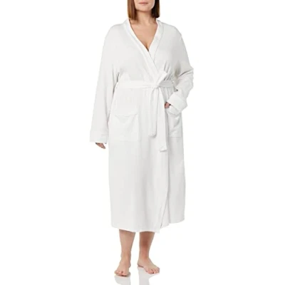Image of Amazon Essentials Women&#039;s Lightweight Waffle Full Length Robe (Available in Plus Size), White, XL