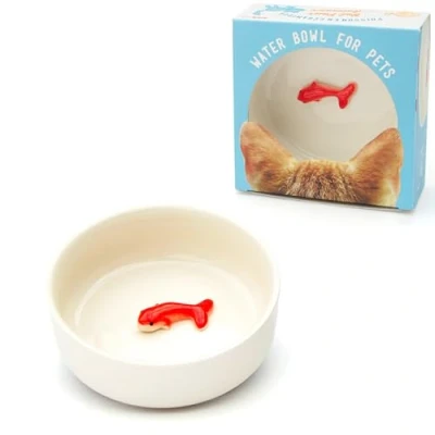 Image of Suck UK Goldfish Cat Bowl Novelty Water Food &amp; Dog Dish Non Slip Ceramic Pet Accessories