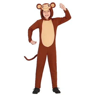 Image of FIESTAS GUIRCA Cheeky Monkey Fancy Dress for Boys or Girls Jumpsuit Animals Pyjamas Onesie Kids Costumes &amp; 3 4 years