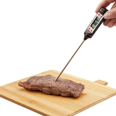 Image of Relaxdays Digital Kitchen Cooking Meat Digital, Container with Hanger, lcd Display, Oven, bbq, Stainless Steel Probe, Silver/Black