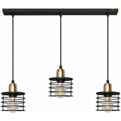 Image of Edison Straight Bar Pendant Ceiling Light Black, Copper 65cm