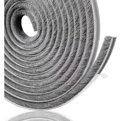 Image of Lamondre 10 Meters Door Window Frame Brush Seal Weather Strip Adhesive Draught Stopper Draft Excluder for Sliding and Wardrobe High Density Felt 9mm(W) * 9mm(H) Gray
