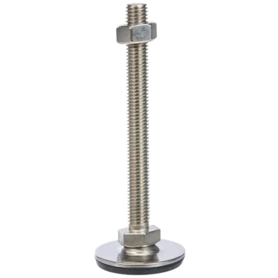 Image of Ganter Normelemente GN 41 40 M10 100 D3 SK Stainless Steel Adjustable Feet Rubber Vulcanised, Silver, Gewinde d2: M10X100