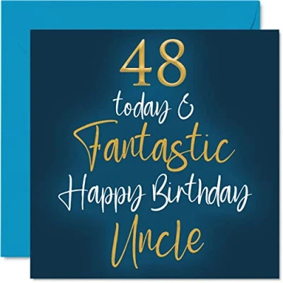 Image of Fantastic 48th Birthday Cards for Uncle 48 Today &amp; Happy Card from Niece Nephew, Gifts, 145mm x Greeting Gift