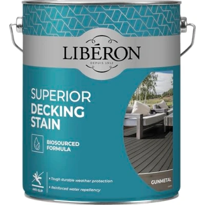 Image of Liberon Superior Decking Stain 5 litre Anti Slip New Biosourced Formula (Gun Metal)