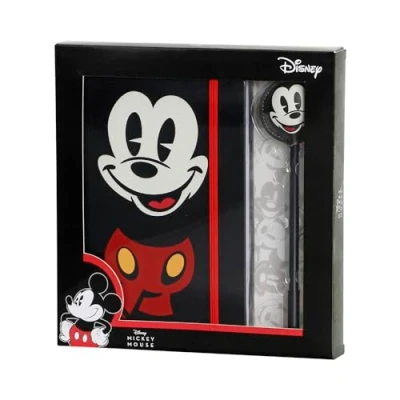 Image of Disney Mickey Mouse Face Gift Box with Diary and Fashion Ballpoint Pen, Black, 22.4 x 23.2 cm