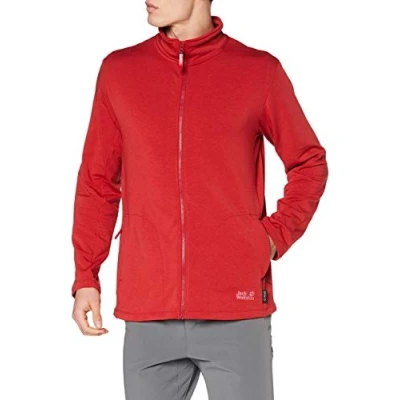 Image of Jack Wolfskin Men Jwp Midlayer Fleece Jacket Dark Lacquer Red, Size 4