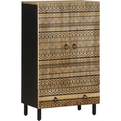 Image of vidaXL Highboard 60x33.5x110 cm Solid Rough Wood Mango