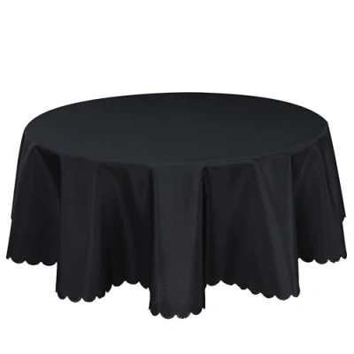 Image of Home Direct Quality Round Fabric Tablecloth Table Cloth Cover 140cm 55&quot; Black
