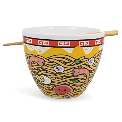 Image of Sunken Noodles Japanese Dinnerware Set 16 Ounce Ramen Bowl and Chopsticks