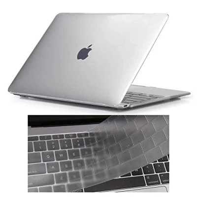 Image of FINDING Case MacBook Retina 12&quot; A 1534 (latest 2017/2016/2015),Glossy Crystal Hard Shell For 12 inch with display + UK/EU layout Silicone Keyboard Cover (crystal Clear)