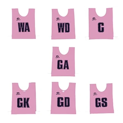 Image of Optimum Mesh Netball Training Bibs Perfect for Netball, Football, Rugby Seniour Size. Pack of 7, Pink