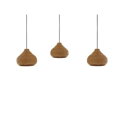Image of Lucande outdoor hanging light Taniola, 3 bulb, beige, rattan