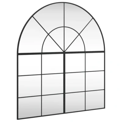 Image of vidaXL Wall Mirror Black 100x110 cm Arch Iron