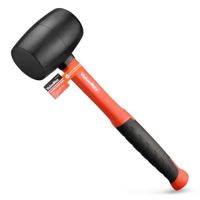 Image of ValueMax Rubber Mallet 16oz/450g Hammer with Solid Head and Fiberglass Shaft Durable Ergonomic Soft Grip Ideal for Tiling, Bricklaying, Basic Home Maintenance