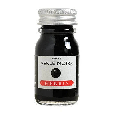 Image of Herbin 11509T 10ml bottle of ink for fountain pens and rollerball (product without packaging zero waste objective),Perle noire/ Black Pearl