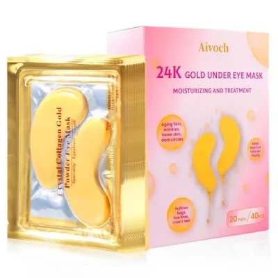 Image of Aivoch 20Pairs/40Pcs 24K Gold Eye Patches, Collagen Masks for Dark Circles and Bags, Smooth Wrinkles &amp; Puffy Eyes, Moisturizing Skin, Skincare Treatment, Beauty Personal Care