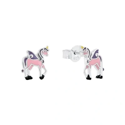 Image of Prinzessin Lillifee Orecchini a bottone per bambine in argento sterling 925, 0,9 cm, viola, unicorno, forniti confezione regalo gioielli, 2013151