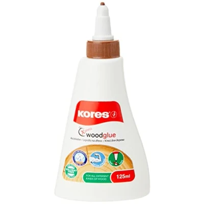 Image of Kores White Liquid Wood Glue, Strong Hold Adhesive Craft Safe and Non Toxic, for Arts Crafts DIY, Pack of 1 x 125ml,