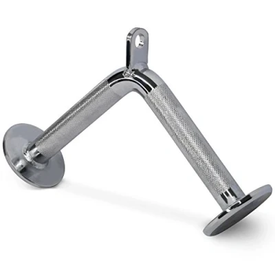 Image of Yes4All S2ZV LAT Cable Attachment, Tricep Press Down Bar with Diamond Knurl Handle, Support up to 400 kg (Chrome V Shaped Bar)