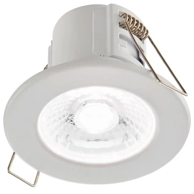 Image of SHIELDECO 4W Fire Rated Downlight Matt White Finish Dimmable Recessed Energy Saving Cool LED Ceiling Spotlight Push Fit IP65 for Bathroom, Shower, Kitchen, Lounge