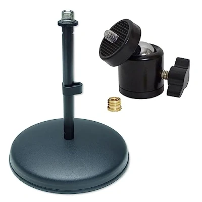 Image of Keepdrum Desktop Microphone Stand + Ball Joint Tripod Adaptor 1/4 Inch 3/8