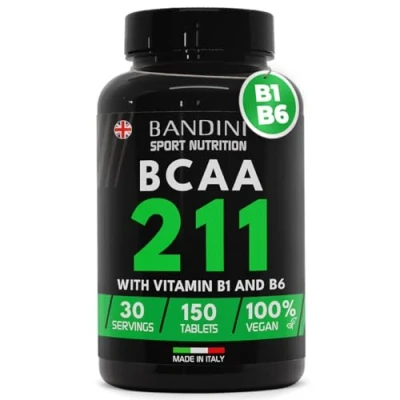 Image of Bandini® BRANCHED Amino Acids BCAA 2 1 150 Tablets with Vitamin B1 and B6 2.1.1 Supplement Leucine, Isoleucine, Valine 211 Intra Pre Post Workout 100% Vegan