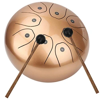 Image of Steel Tongue Drum Kit, 8 Inches Notes Percussion Instrument C Key Handpan with Drumsticks and Bag, Hand Pan Set for Meditation Entertainment Musical Education(gold)