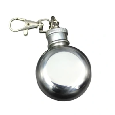 Image of DIMEIYAN Portable Pocket Hip Flask for Liquor,1 Oz 28ml Mini Stainless Steel Round Wine Jug with Keychain Liquor Pot Drinkware Flasks Men