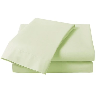 Image of Just Contempo Plain Percale Fitted Sheet, Single, Light Green