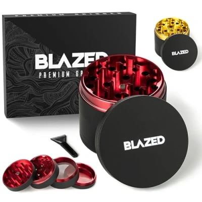 Image of Blazed Large Aluminium Herb Grinder (Red)