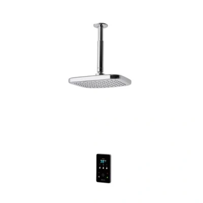 Image of Triton ENVI® Thermostatic Electric Shower 10.5 kW Fixed Head Smart Digital with Showerhead &amp; Anti Twist Hose Chrome Rainfall